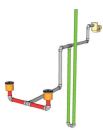Individually tailored: Vent-line

configurations should be determined by a qualified engineer based

on the project parameters. This example branches down several feet

before going up to atmosphere, to prevent the line from evacuating

when the pump turns on.