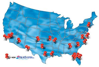 Leslie’s Poolmart recently held grand openings for a number of stores across the country. The markets receiving new outlets include San Antonio and El Paso, Texas; Long Beach and San Marcos, Calif.; Sarasota and Tampa, Fla.; Cary and Wilmington, N.C.; Gilbert, Ariz.; Newnan, Ga.; Chesapeake, Va.; Fort Smith, Ark.; and Oakland, N.J.