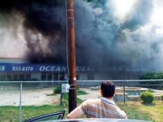 A warehouse fire destroyed the headquarters of Ocean Quest Pools by Lew Akins, but the Belton, Texas, company quickly began rebuilding. All employees, including Service Manager Aaron Reynolds (above) were evacuated in time. There were no injuries.