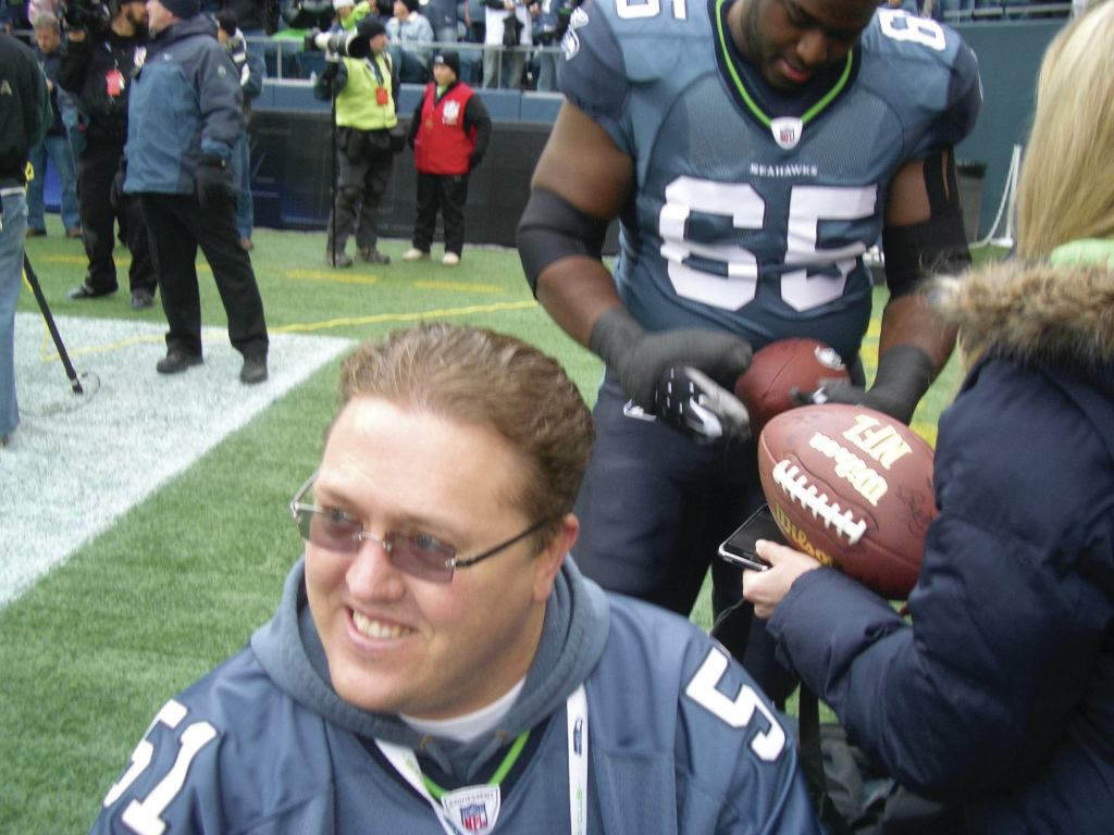 Megafan: In addition to his financial-adviser career, recent marriage and work with the Brain Injury Alliance of Washington, Meneely is an avid fan of local teams, including the 2013 Superbowl Champion Seattle Seahawks. “So last year was a really good year for us celebrating the Seahawks,” he said.