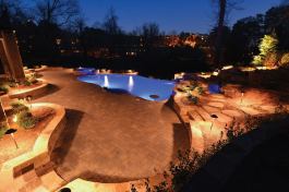Lit up: Georgia Lightscapes is completing the landscape and outdoor lighting highlighting the features of pools built by Georgia Classic Pool, in addition to other outdoor lighting projects.