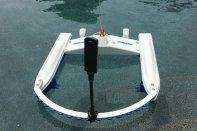 Mounting a Ricoh Theta S on a remote controlled boat (which serves as a nifty skimmer), Monogram Custom Pools captures 360 degree footage of pools that people can tour from their computers or mobile devices.