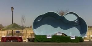 It’s no wonder fiberglass pool professionals prefer to display their wares out of the ground. When doing this, be sure to consider costs and logistics involved in such issues as maintenance or delivery to a convention floor.