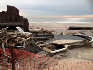 No mercy: Hurricane Sandy trashed this pool in Neponsit, N.Y.