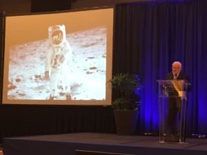 Buzz Aldrin was the surprise keynote speaker at the Dealer Conference for Jacuzzi Hot Tubs and Sundance Spas in Panama City, Panama.