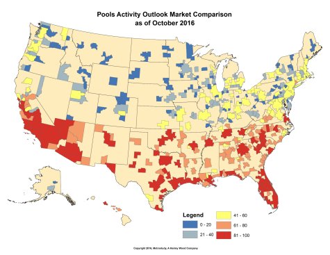 This heat map shows the activity levels in various markets throughout the U.S. Red indicates busier areas, while blue is slower.