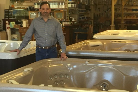 Tom Gervais, owner of Caldera Spas of Albuquerque, in the showroom.