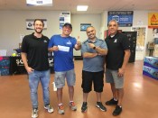 From left: Nick Gordon (NC Brands), Tony Lawrence (TLC Pools), Jr. (Superior El Cajon Branch Manager), Gustavo (Superior El Cajon Assistant Branch Manager)