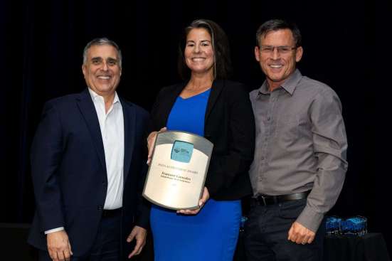 Left to right: PHTA Chair Joe Laurino, PHTA Achievement award winner Franceen Gonzales, outgoing PHTA Chair Charlie Claffey