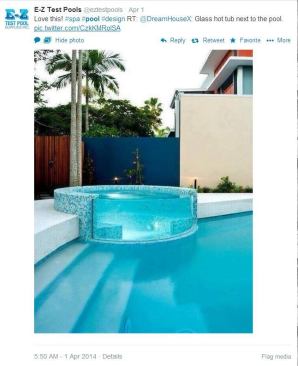 @eztestpools has a good eye for design. This hot tub features the perfect blend of tile and glass, drawing the eye in with warm blue tones. Have you built a spa with similar features? If so, we'd love to see your work. Be sure to share your images on Twitter and include #PSNSocialService in your post. In the meantime, perhaps this beauty will serve as inspiration for your next custom project.