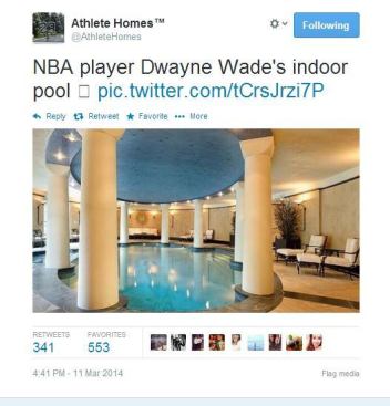 @AthleteHomes shared this gorgeous Grecian-like indoor pool, and the pillars alone had us dreaming of days spent in this swimming paradise. But then we stumbled upon another that belongs an NBA legend. So, who did it better? The Miami heat's guard Dwyane Wade #3 or ... (continue to the next image) #PSNSocialService