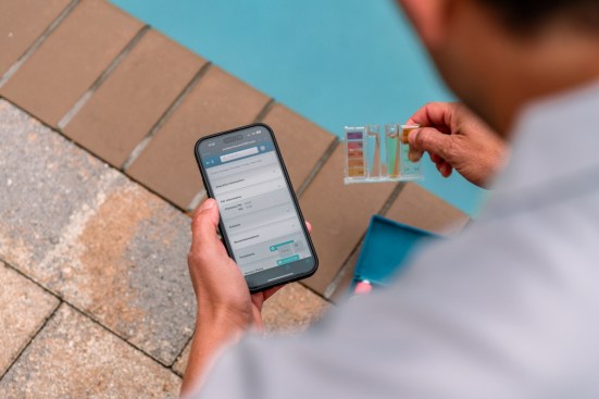 Pool technician tests and analyzes water within the software for precise prescriptions and chemical dosages for accurate treatment plans.