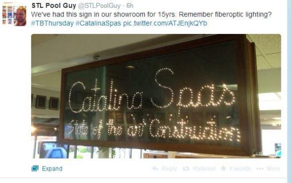 Another #TBT brought to us by 
@STLPoolGuy. Anyone else still have one of these signs in their showroom? Show us your stuff. Tweet your image and mark your post with #PSNSocialService.