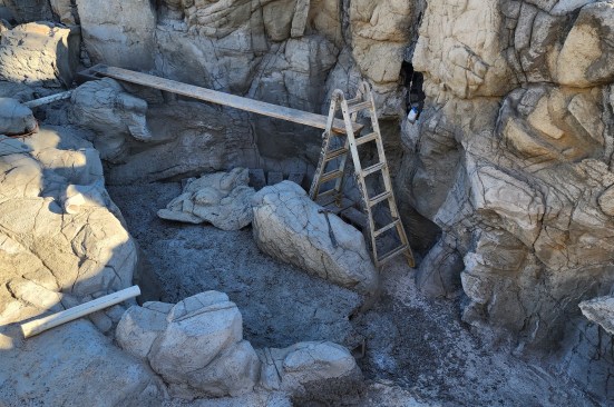 The artificial rock will be used throughout the grotto and slide area.