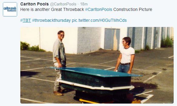 @CarltonPools got into the #TBT spirit with this gem that takes us back a few decades. It's nice to see people smiling so heartily even while lifting heavy equipment. #PSNSocialService
