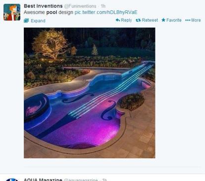 Ever since this music-themed violin pool by New Jersey-based PSN Top 50 Builder 
Cipriano Landscape Design garnered a Gold Award from 
@TheAPSP in late 2013, photos, like this one shared by 
@Funinventions, have been making their rounds in cyberspace, especially on Twitter. And with nearly 150,000 followers, @Funinventions likely has given Cipriano some nice exposure for its unique design. #PSNSocialService