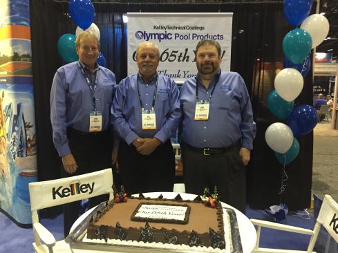 13. Delicious Anniversary Celebration A festive chocolate cake is the way to celebrate Kelley Technical Coating's 65 years in the industry. Pictured are Brink Spruill, vice president marketing and sales; Bill LaMar, vice president research and development; and John R. Kelley, chairman/CEO.