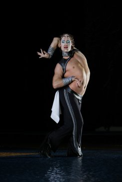 On stage: Swimmer Bill May also performs in Cirque du Soleil’s water show “O” in Las Vegas.