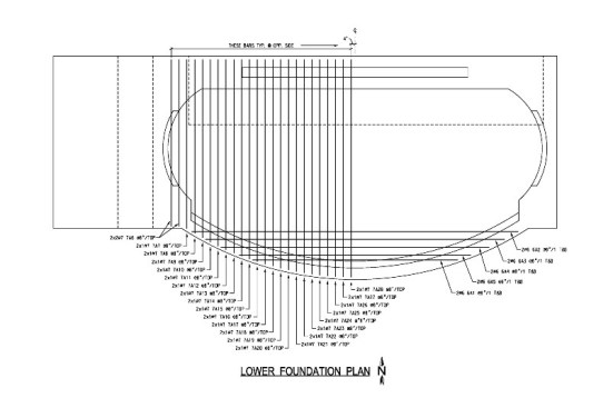 One in a set of drawings that dictate where each of the prefabricated bars must be placed.
