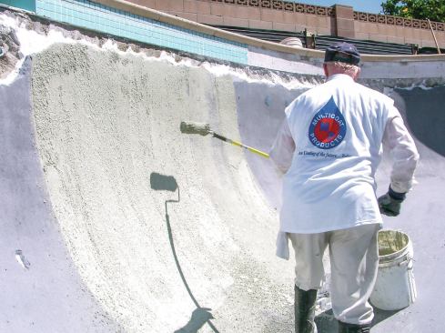 From the bottom up: An applicator rolls on the bond coat.