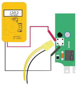 Powered up: This is an example of how to check the transformer for voltage reaching the primary.
