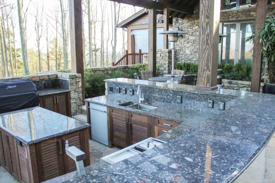 Materials:  The kitchen has Ipe cabinetry and counters made of fossilized marble from Morocco. 